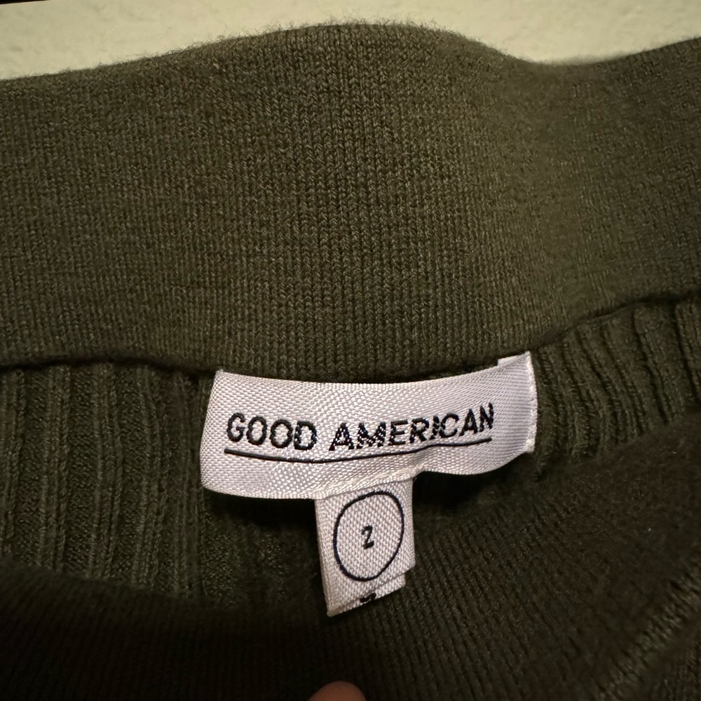 GOOD AMERICAN Sage Green Ribbed Stretchy Straight Pencil Midi Skirt - Size 2 - Picture 7 of 7